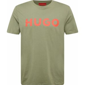 HUGO Tričko 'Dulivio' khaki / červená