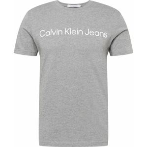 Calvin Klein Jeans Tričko šedý melír / bílá