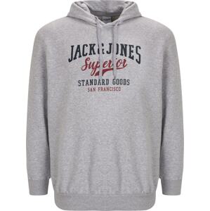 Jack & Jones Plus Mikina námořnická modř / šedý melír / ohnivá červená