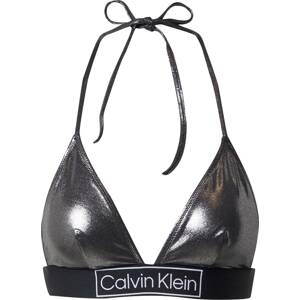 Calvin Klein Swimwear Horní díl plavek stříbrně šedá / černá / bílá