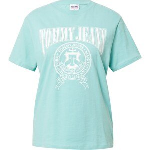 Tommy Jeans Tričko azurová modrá / bílá