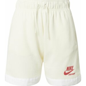 Nike Sportswear Kalhoty béžová / červená / bílá