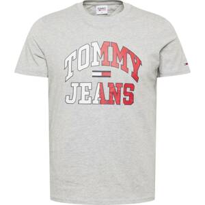 Tommy Jeans Tričko námořnická modř / šedý melír / červená / bílá