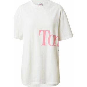 Tommy Jeans Tričko pink / bílá