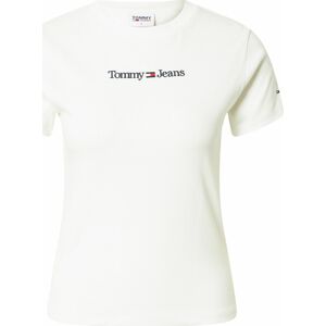 Tommy Jeans Tričko krémová / námořnická modř / červená