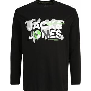 Jack & Jones Plus Tričko 'DUST' světle zelená / černá / bílá