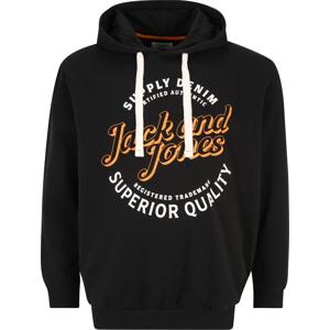 Jack & Jones Plus Mikina 'MIKK' oranžová / černá / bílá