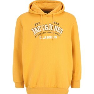 Jack & Jones Plus Mikina zlatě žlutá / černá / bílá