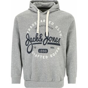 Jack & Jones Plus Mikina 'MIKK' námořnická modř / světle šedá / bílá