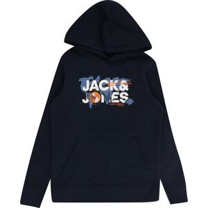 Jack & Jones Junior Mikina 'Dust' námořnická modř / královská modrá / oranžová / bílá