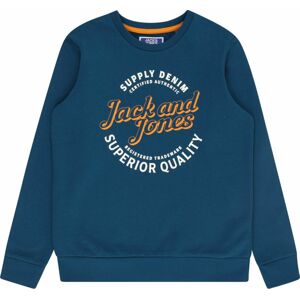 Jack & Jones Junior Mikina 'Mikk' tmavě modrá / oranžová / bílá