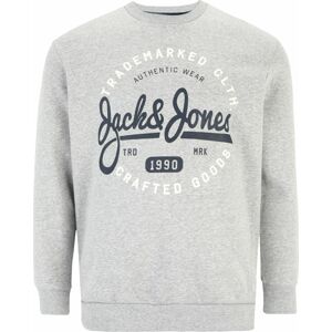 Jack & Jones Plus Mikina 'MIKK' marine modrá / šedý melír / bílá