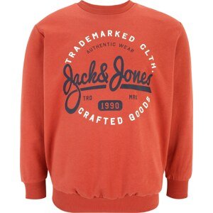 Jack & Jones Plus Mikina 'MIKK' námořnická modř / červená / černá / bílá