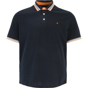 Jack & Jones Plus Tričko 'Paulos' námořnická modř / oranžová / offwhite