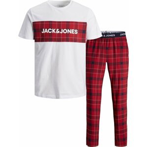 JACK & JONES Pyžamo dlouhé 'TRAIN' tmavě modrá / rubínově červená / bílá
