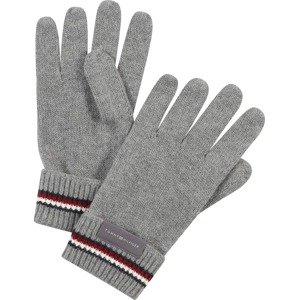 TOMMY HILFIGER Prstové rukavice tmavě modrá / šedý melír / červená / bílá