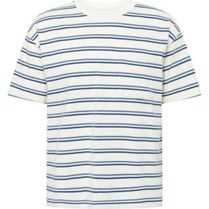 Tričko Abercrombie & Fitch marine modrá / světlemodrá / bílá