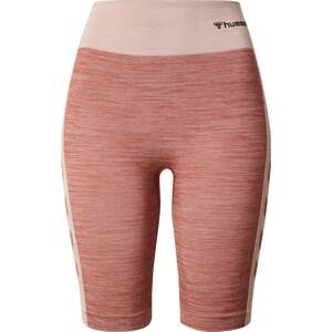 Sportovní kalhoty Hummel pastelově růžová / červený melír / černá