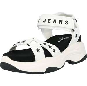 Páskové sandály 'GRUB' Pepe Jeans černá / bílá