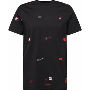 Tričko Nike Sportswear šedá / červená / černá / bílá