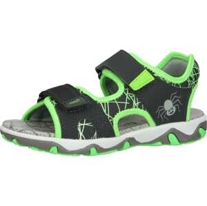 Otevřená obuv 'Mike' Superfit svítivě zelená / černá / stříbrná