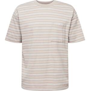 Tričko Abercrombie & Fitch tělová / světlemodrá / bílá