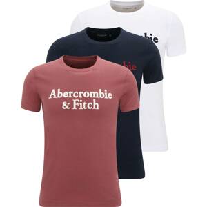 Tričko Abercrombie & Fitch námořnická modř / pastelově červená / bílá
