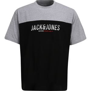 Tričko Jack & Jones Plus šedý melír / černá / bílá