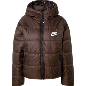 Zimní bunda Nike Sportswear tmavě hnědá / bílá