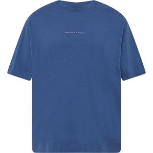Tričko Abercrombie & Fitch enciánová modrá / bílá