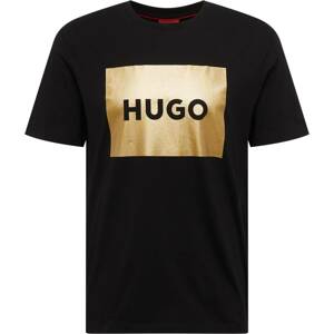 Tričko 'Dulive' HUGO zlatá / černá