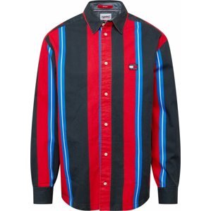 Košile Tommy Jeans modrá / jasně červená / černá / bílá