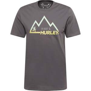 Funkční tričko 'EXPLORE MOUNTAIN' hurley tmavě šedá / mátová / rákos