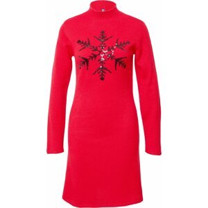 Úpletové šaty 'FORA CHRISTMAS' Pieces červená / černá