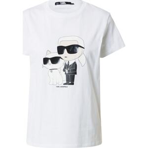 Tričko 'Ikonik' Karl Lagerfeld krémová / černá / offwhite / přírodní bílá