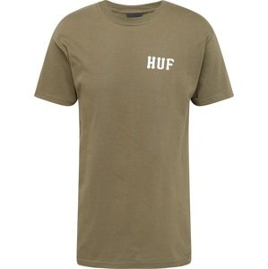 Tričko HUF khaki / bílá