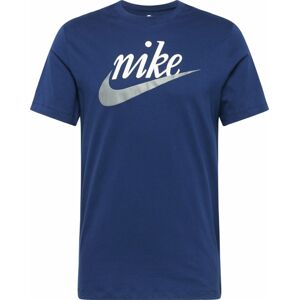 Tričko Nike Sportswear enciánová modrá / šedá / bílá