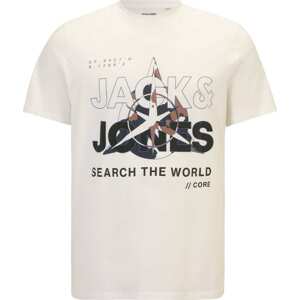 Tričko Jack & Jones Plus béžová / černá / bílá