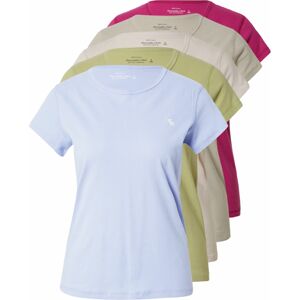 Tričko Abercrombie & Fitch krémová / světlemodrá / světle šedá / olivová