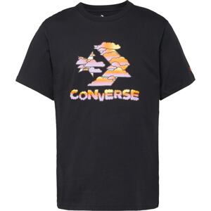 Tričko Converse kouřově modrá / oranžová / černá