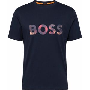 Tričko Boss Orange marine modrá / fialkově modrá / pink