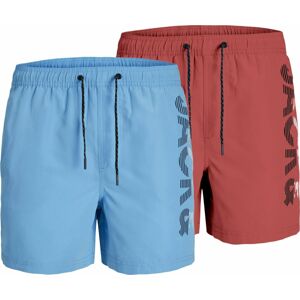 Plavecké šortky 'Fiji' Jack & Jones Junior námořnická modř / světlemodrá / korálová / bílá