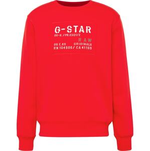 Mikina G-Star Raw šedá / jasně červená / bílá