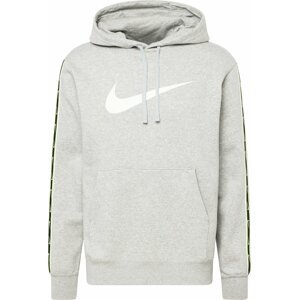 Mikina 'Repeat' Nike Sportswear šedý melír / svítivě zelená / černá / bílá