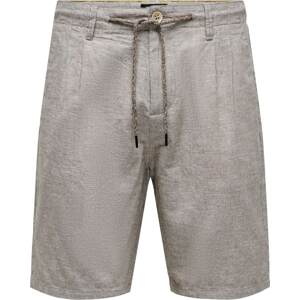 Kalhoty se sklady v pase 'LEO' Only & Sons tmavě hnědá / bílá