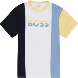 Tričko BOSS Kidswear noční modrá / světlemodrá / žlutá / bílá