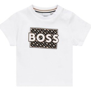 Tričko BOSS Kidswear světle hnědá / černá / bílá