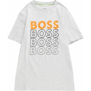 Tričko BOSS Kidswear šedý melír / oranžová / černá