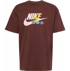 Tričko Nike Sportswear světlemodrá / hnědá / žlutá / růžová