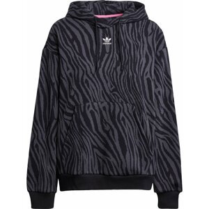Mikina 'Allover Zebra Animal Print Essentials' adidas Originals šedá / pink / černá